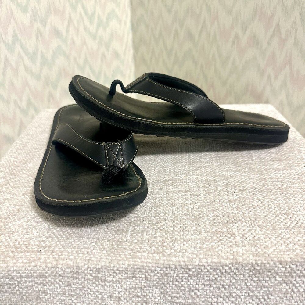 Clarks Black Leather Sandals Mens Size 10 Flip Flops Comfort Casual Slip On